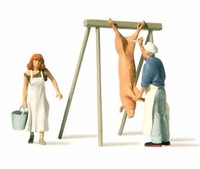 Preiser 44935 G-MaßStab Figuren Schlachtung Bauernhof 2 Figuren Schwein