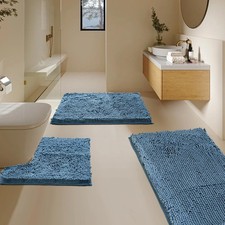 Bathroom Rugs Sets 3 Piece, Super Soft Absorbent Bath mat Set,with U-Shaped T...