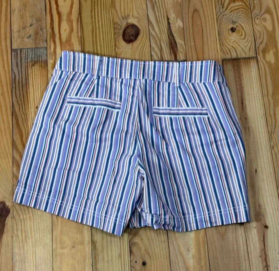 Pantalones Cortos Informales Gap Púrpura Azul Rayas Algodón Chino 5" Tiro Medio Para Mujer Talla 4 Foto 2 de 4
