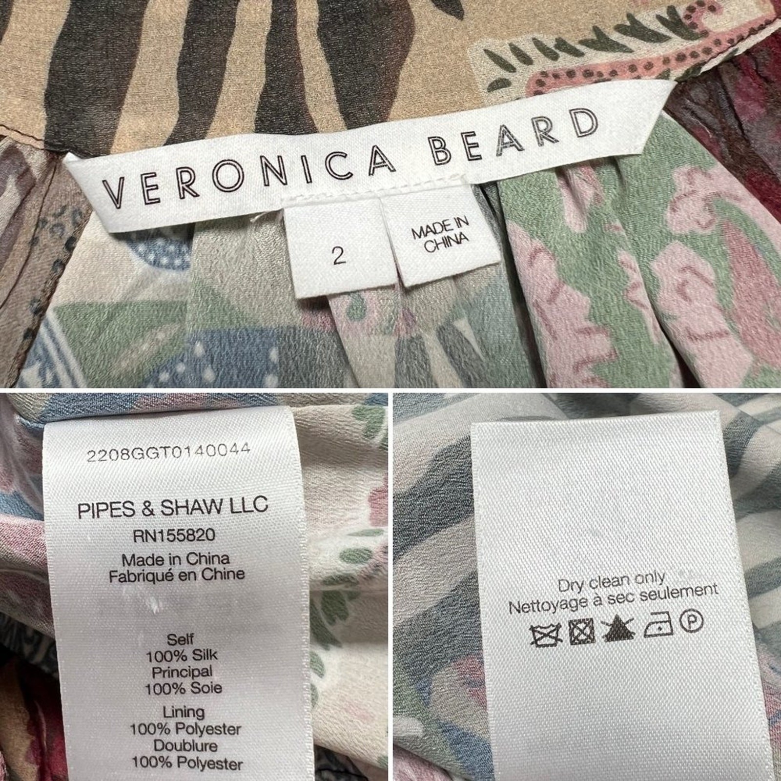 Veronica Beard Jayce Blouse Silk Patchwork Print … - image 5