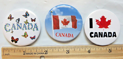 Canada I love Canada Pin Button vtg lot of 3 flag maple leaf
