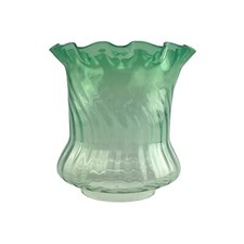 Superior Green Glass Tulip Oil Lamp Shade With 100mm Base