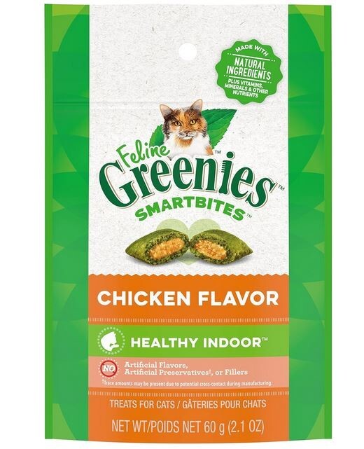 Greenies Feline Smartbites Healthy Indoor Natural Treats for Cats, Chicken Flavo