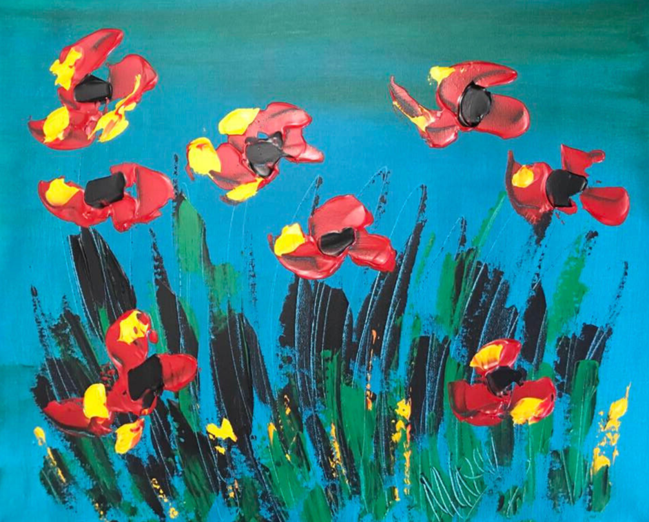 Flowers ABSTRACT PAINTING Expressionist MODERN ART LARGE VTJ9h76