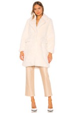 New Kendall + Kylie Faux Fur Pea Coat With Sleeve Panel In Ecru Size Xl
