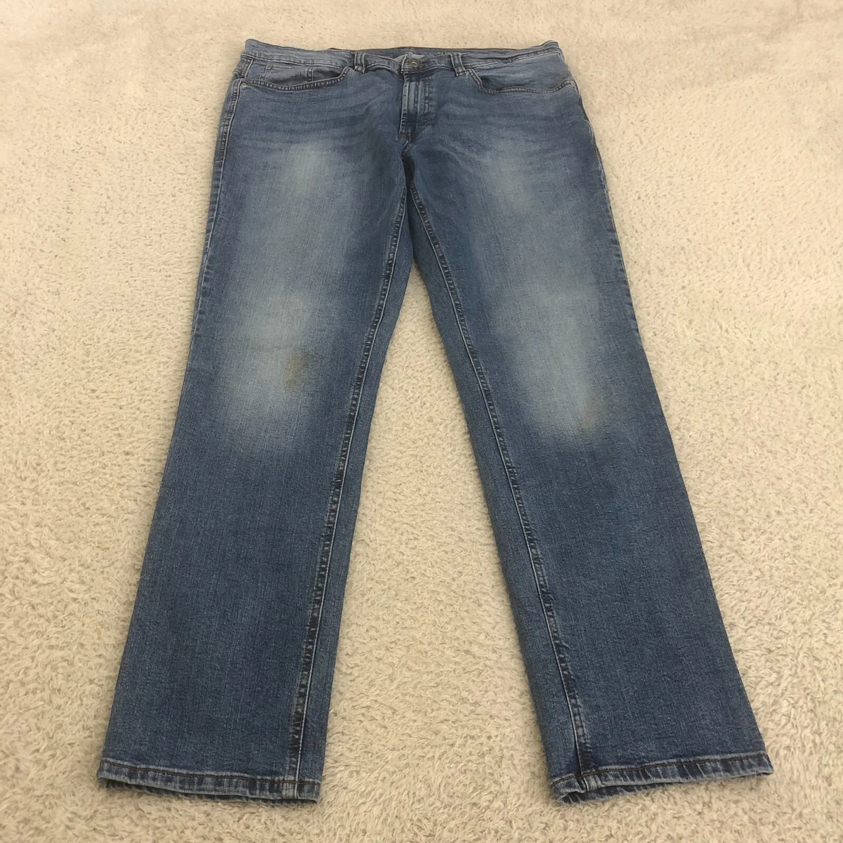 F F Jeans W38 L32 Blue Medium Wash Slim Fit Stretch Casual Denim Mens