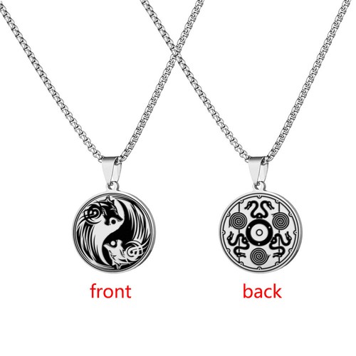 Mitología Nórdica Sol y Luna Cabeza de Lobo Cuervo Escudo Collar Regalos para Decoración Adolescente - Imagen 14 de 18
