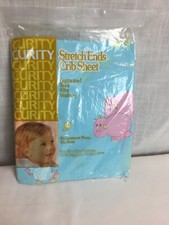 Vtg CURITY Fitted Crib Sheet New Old Stock Fitted Bottom Pastels Ark Animal