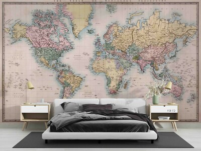 3D World Map Wallpaper Wall Mural Removable Self-adhesive Sticker 948