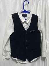 andy  evan boys vest shirt set blue vest white button up shirt outfit 6
