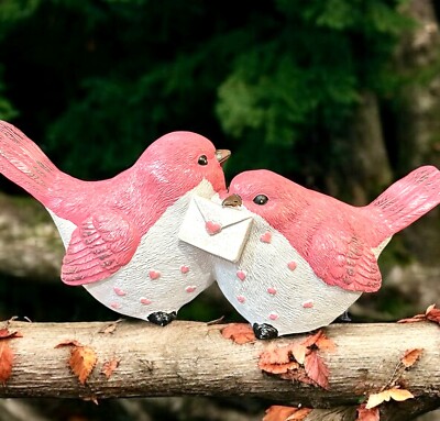 Willow & Riley Valentine s Day Love Birds Figurine Pink & White 10  NWT