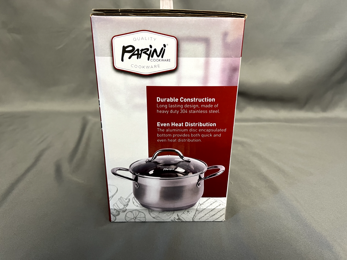 Brand New Parini Quart Stainless Dutch Oven With Tempered Glass Lid
