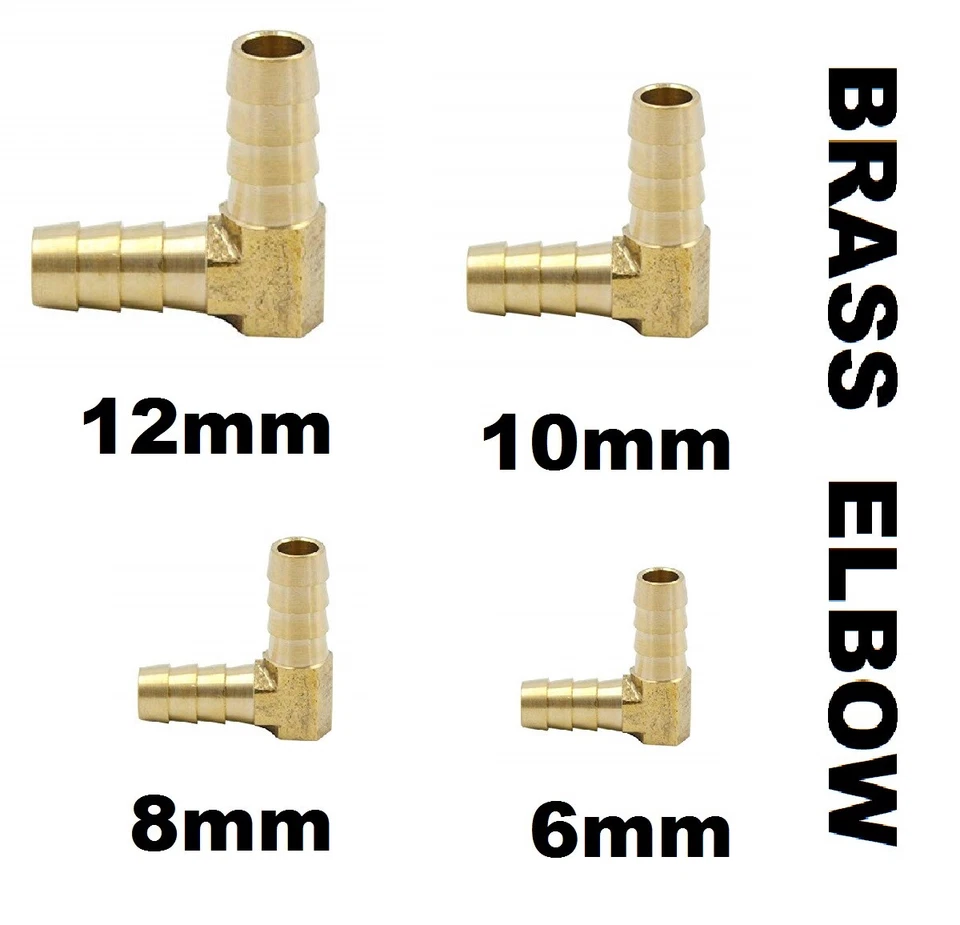 PROFIT 6mm 8mm 10mm 12mm Brass Barbed 90 Degree Elbow Fuel Hose Joiner Adapter Fitting