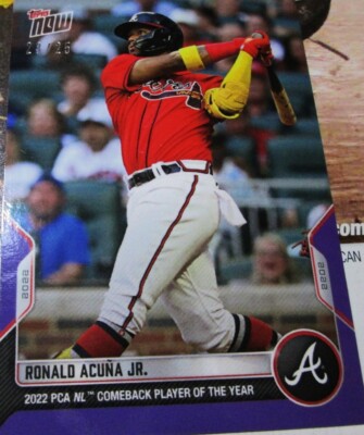 TOPPS NOW: PCA-4 2022 Ronald Acuna Jr Comeback Player Purple Parallel + Base