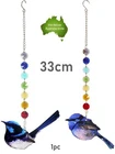 33cm Crystal CHAKRA 7 COLOUR Blue Wren Bird Mobile Home Decor Gift Hanging Gem