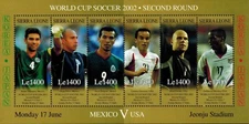 Sierra Leone 2002 - World Cup Mexico V USA II - Sheet of 6 Stamps Scott 2566 MNH