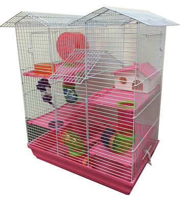 Pink Large 5-Floor Twin Tower Hamster Cage Home Dagus Gerbil Mouse