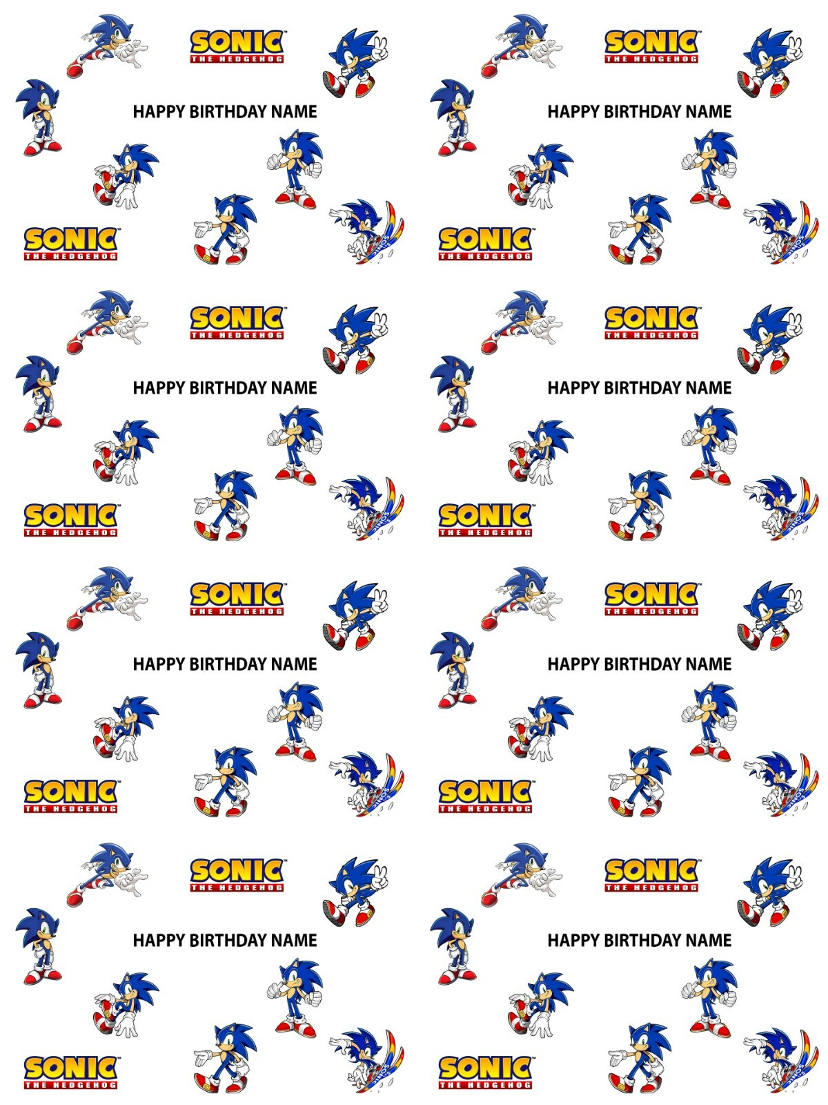 Sonic The Hedgehog Personalised Birthday Gift Wrapping Paper 3 Designs Add  Name | Ebay