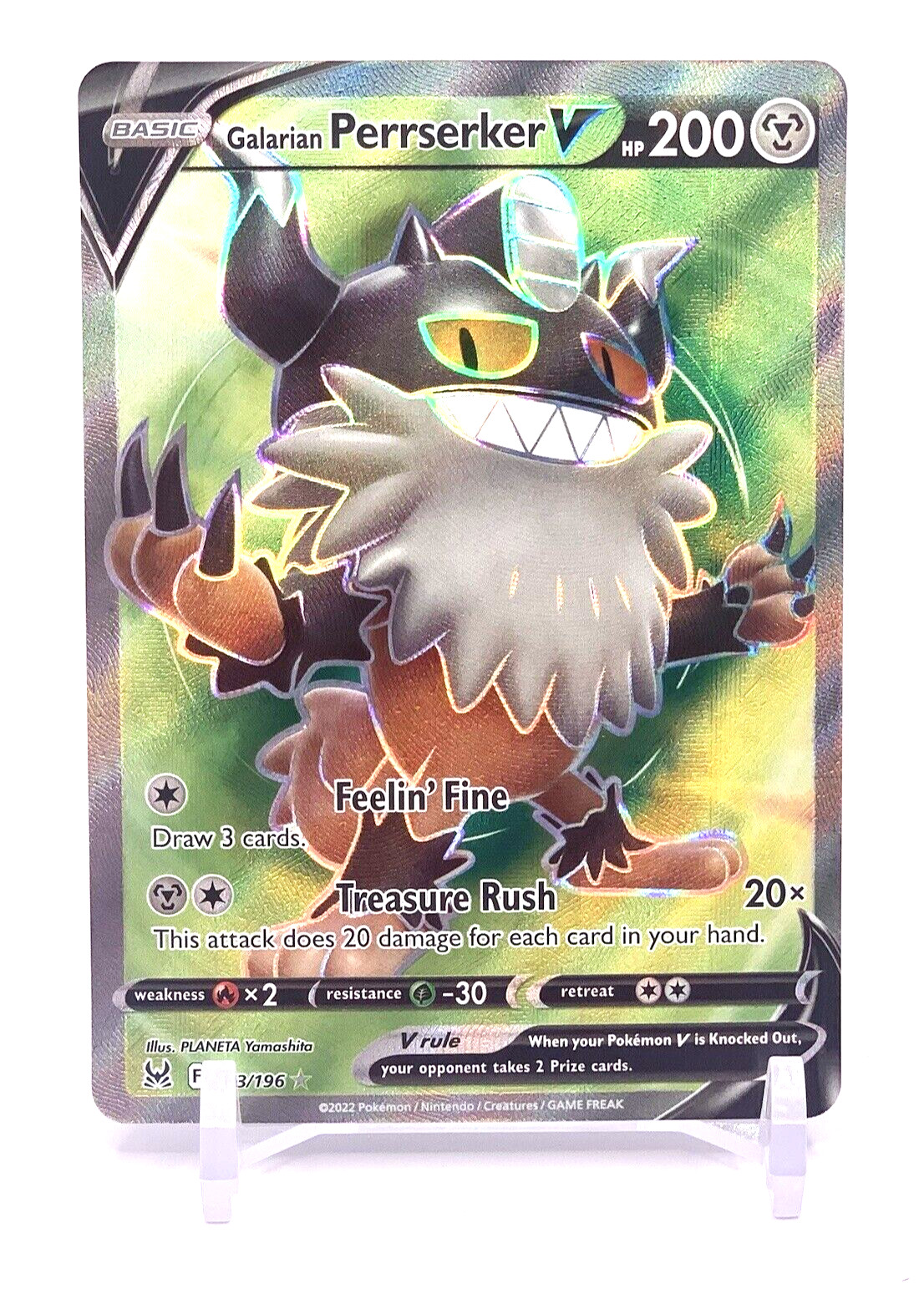 Galarian Perrserker V - #183 Lost Origin FULL ART Pokemon - NM