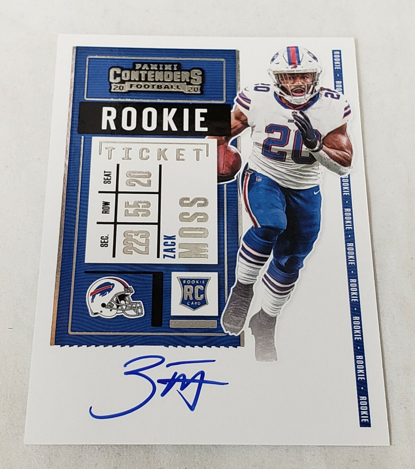 Zack Moss Bills 2020 Panini Contenders No. 131 Rookie Ticket On-Card Autograph