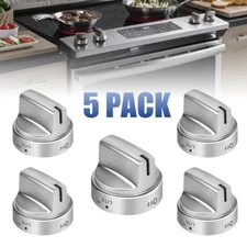 New 5 PCS Replacement For GE Gas Range Stove WB03X24818 Control Knobs Silver USA
