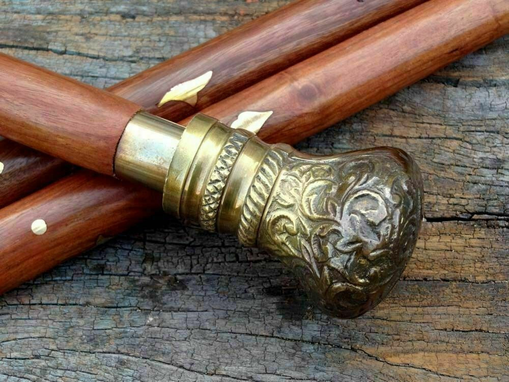 Antique Brass Designer Solid Round Knob Head Hand… - image 5