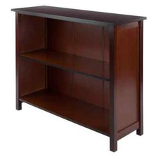 Winsome Wood Bookcase 2-Section Wide Shelf Walnut