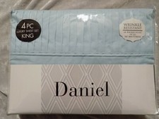King 4 pc Sheet Set Bedding Sleep Blue Deep Pockets Wrinkle Resistant NEW