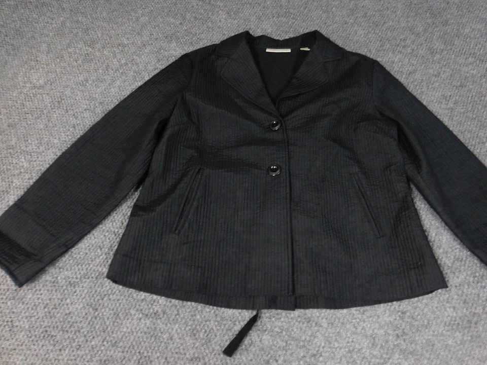 Chaqueta Coldwater Creek para mujer 14P Petites negra blazer de dos botones seda clásica Foto 2 de 4