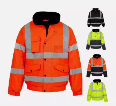 HI VIZ VIS BOMBER JACKET ABBIGLIAMENTO DA LAVORO SICUREZZA