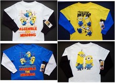 DESPICABLE ME MINIONS Long Sleeve Cotton Tees Shirts NWT Boys Size 4 or 5-6  18