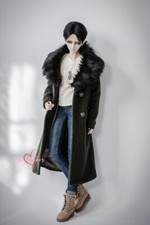 1/3SD Uncle BJD Clothes Army Green Long Coat Windbreaker Detachable Fur Collar
