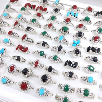 Wholesale 100pcs Zircon Rings for Men Women Gifts Party Wedding Retro ...