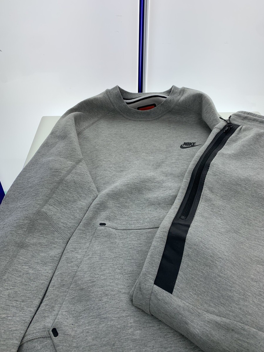 NIKE TECH FLEECE SET JOGGER PANTS + SWEATER SLIM GRAY M