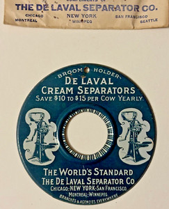 RARE DE LAVAL TIN LITHO BROOM HOLDER CREAM SEPARATOR ADVERTISING + ENVELOPE