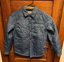 Vissla Cronkite II Quilted Jacket Navy Large Microsuede Accent Snap -Flaws Read-