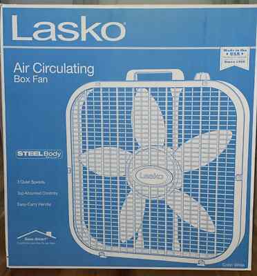 Lasko Portable Electric Box Fan - White 2 PACK!!