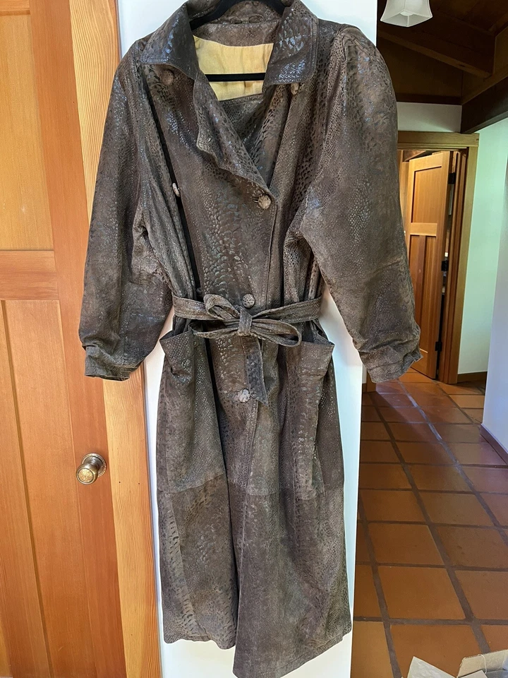 Vintage burning man 超长皮革大衣