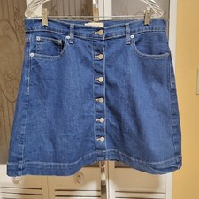 GAP 1969 Ladies Blue Denim Button Skirt - Size 14