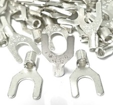 100 Spade Fork Terminal Connector Non-Insulated Uninsulated 14-12g AWG Gauge 1/4