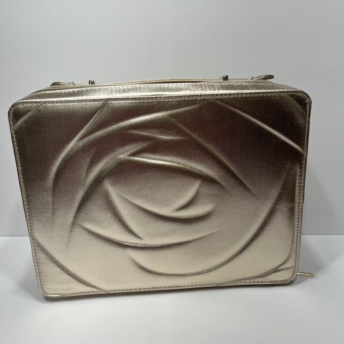 Lancome Train Case Make-up Case New Empty Gold 13" x 10" x 3" Travel Case - Picture 10 of 14