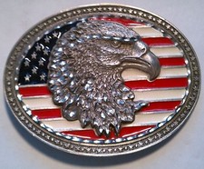 BELT BUCKLE - USA FLAG EAGLE HEAD MENS BELT BUCKLE BB1924 BRAND NEW