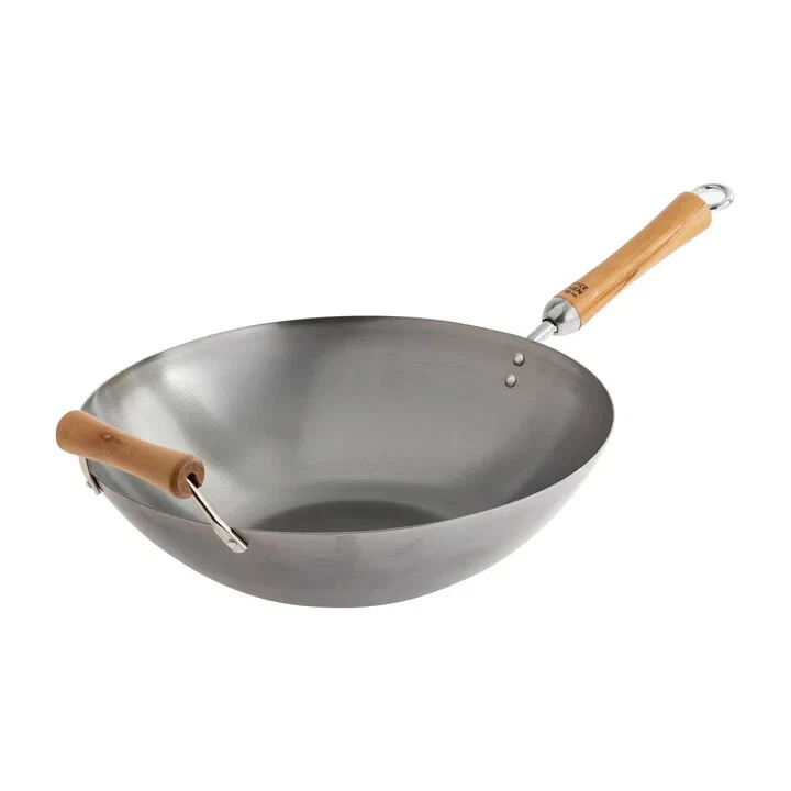 Joyce Chen Classic Series 14-Inch Carbon Steel Flat Bottom Wok with Birch Handle