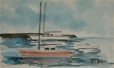 Raphael Robic - Painting Original - Gouache - Sailboats