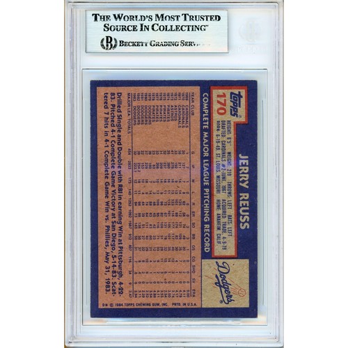 1984 Topps #170 Jerry Reuss Signed MLB Card AUTO Beckett Slabbed LA Dodgers - Picture 3 of 6