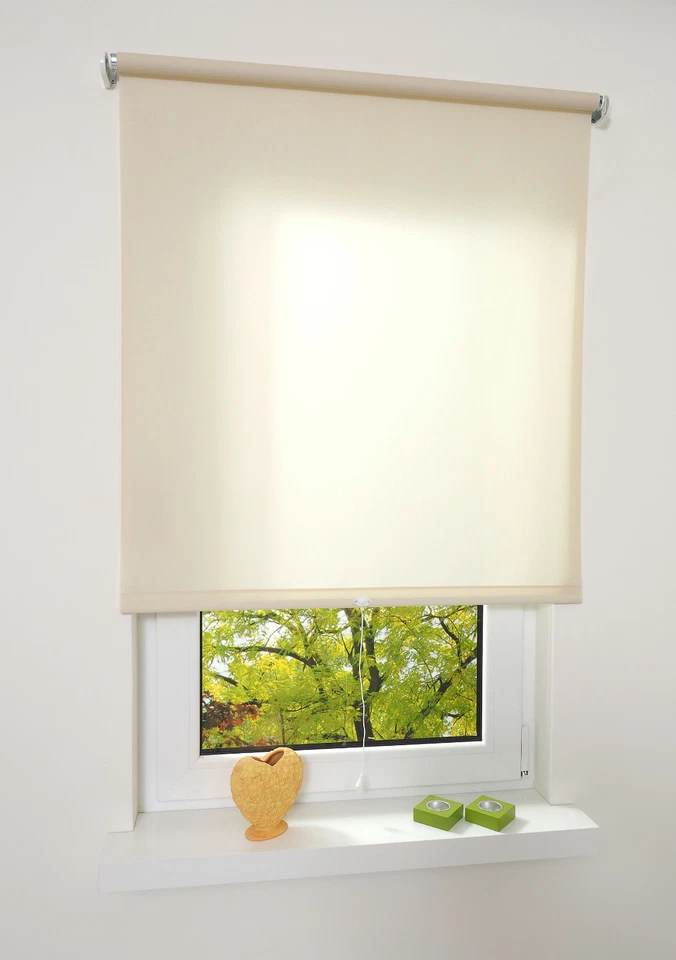 Springrollo Mittelzugrollo Schnapprollo Rollo Cream Breite 60-200cm Länge 180 cm - Bild 1 von 4