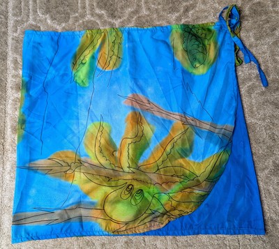 Ocean Beach Sarong Swimsuit Coverup WOMENS XL Sheer Octopus Fish Artsy Print 