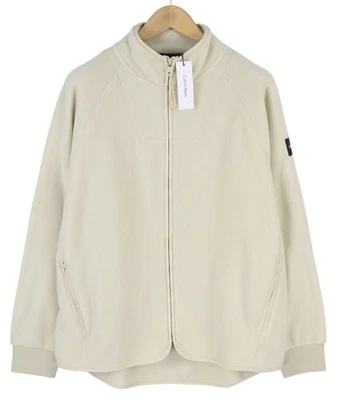 CALVIN KLEIN Premium Polaire Sweatshirt Homme Beige Confort Zip - Photo 1/4