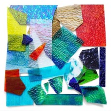 4.4 LB / 2 KG Irregular Stained Glass Scraps, Colorful Stained Glass Sheets, ...