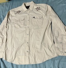 Howler Brothers Guacho Snap Shirt Mens M Beige Off White Snake '20 Western